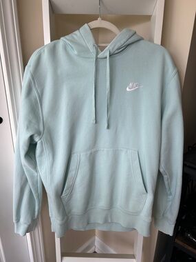 Nike Baby Blue Green Pullover Hoodie with White Swoosh